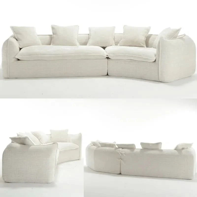 Assemblyc Free 126" Chenille 2-Piece Modular Curved Luxury Sofa Set with 5 Toss Pillows