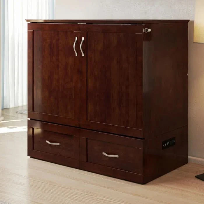Murphy Bed Chest with 6" Mattress, Storage and Built-in Charger - Craft Decor