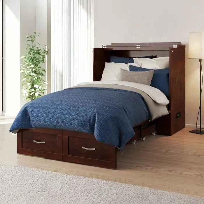 Murphy Bed Chest with 6" Mattress, Storage and Built-in Charger - Craft Decor