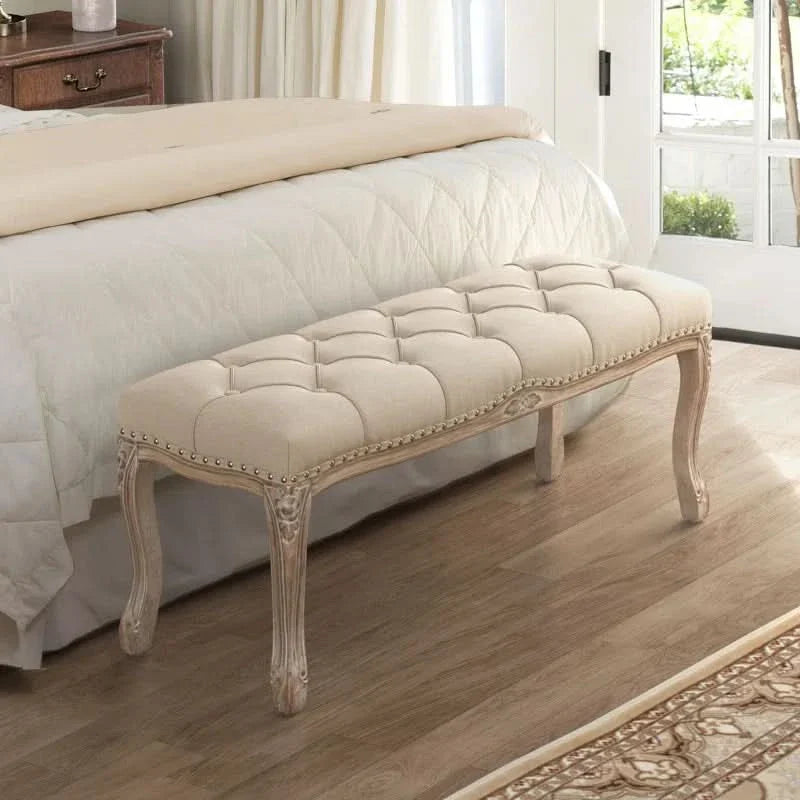 Calstered  Linen Upholstered Bench - craft decor