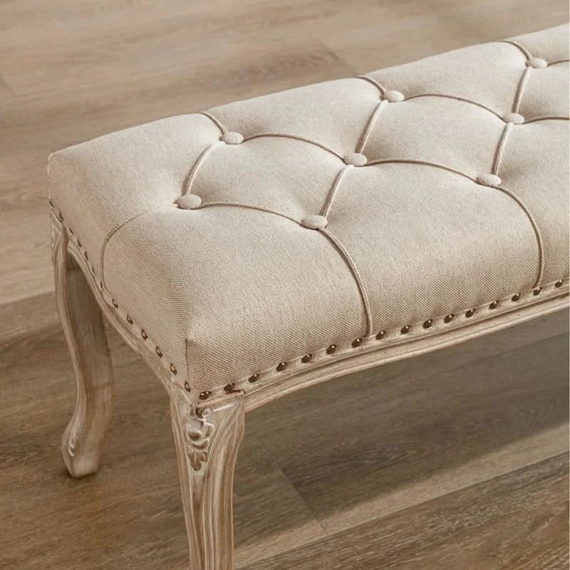 Calstered  Linen Upholstered Bench - craft decor