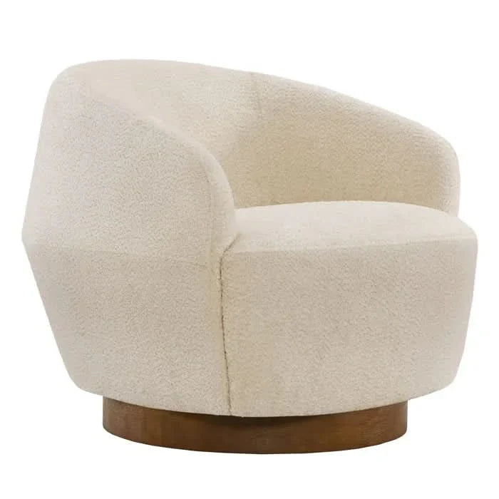 Mallakam Boucle Upholstered Swivel Barrel Chair  - Craft Decor