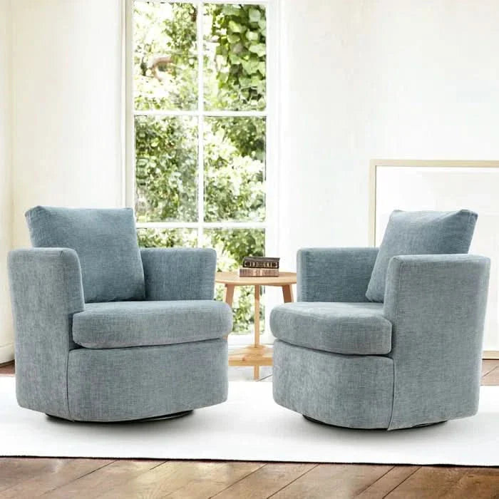 Daxetrewe Upholstered Swivel Barrel Chair (Set of 2) - Craft Decor