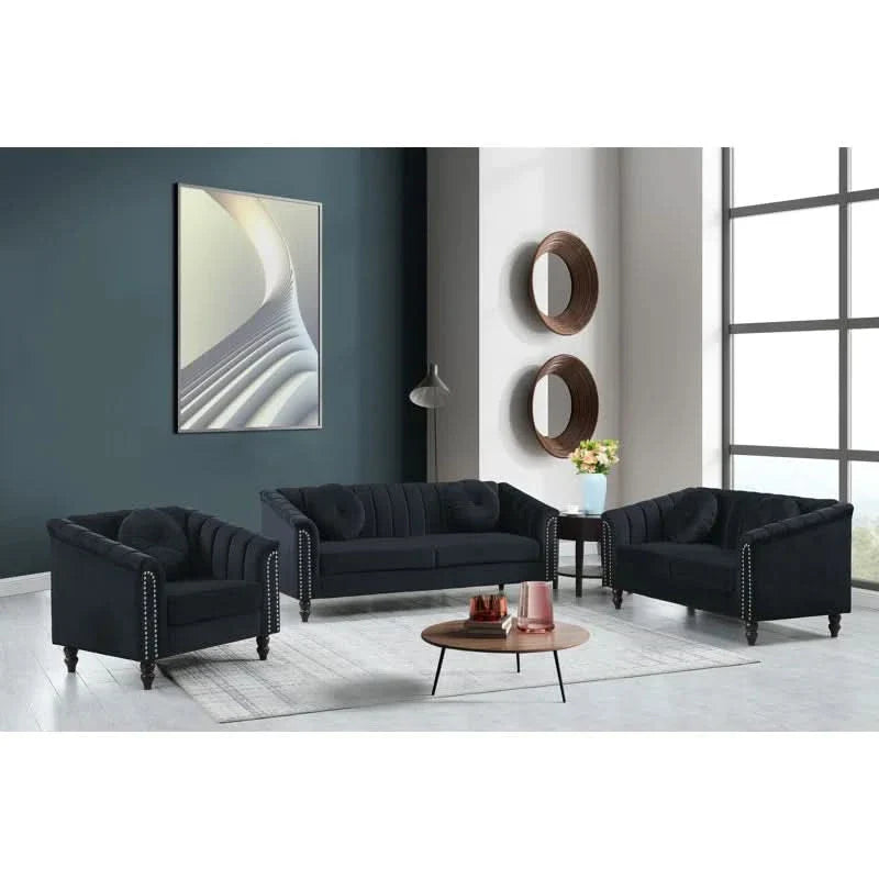Caesynz 3 - Piece Velvet Living Room Set Luxury Sofa Set