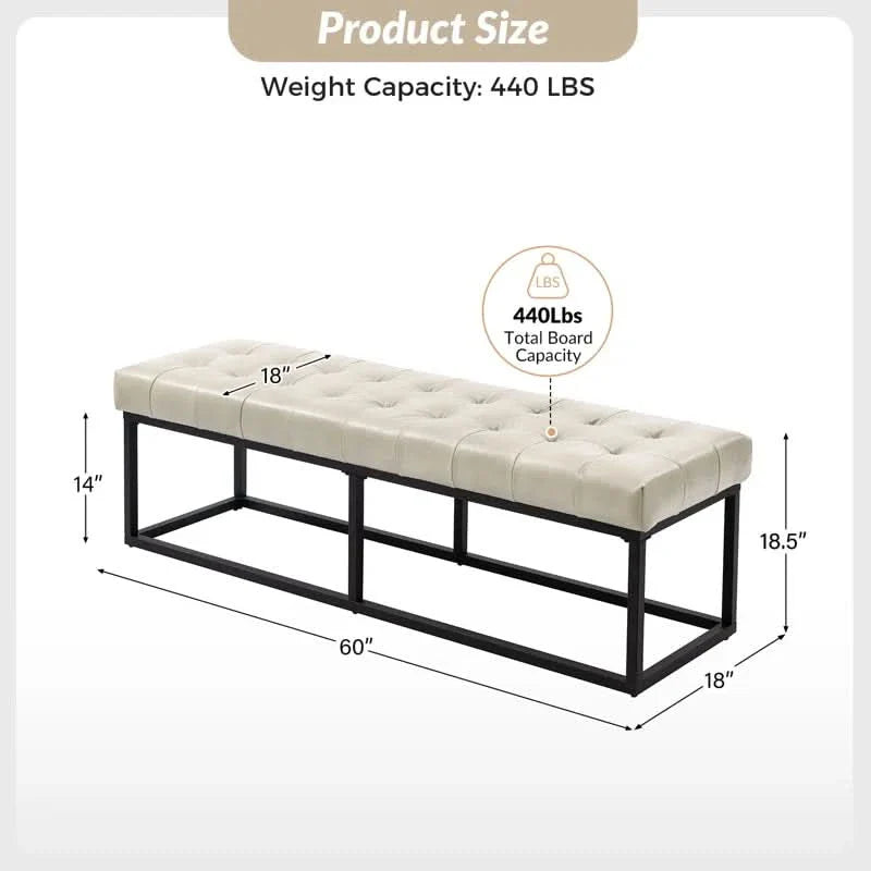 Jablester Genuine Leather Bench with Tufted Design - craft decor