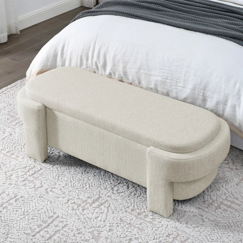 Oval Fabric Upholstered Storage Ottoman - craft decor