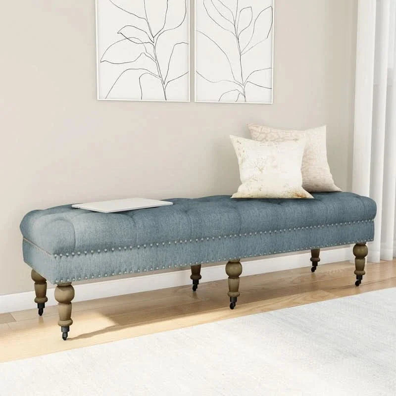Copper Grove Pereiaslav 62-inch Tufted Light Blue Bench - craft decor