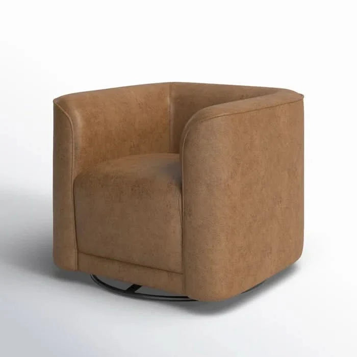 Plush Upholstered Swivel Barrel Chair With 360-Degree Comfort and Style for Any Room