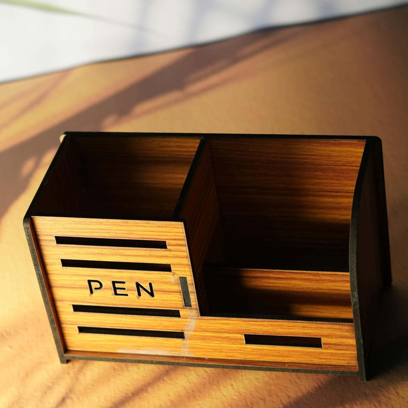 Modern Wooden Pen Stand with Ample Storage