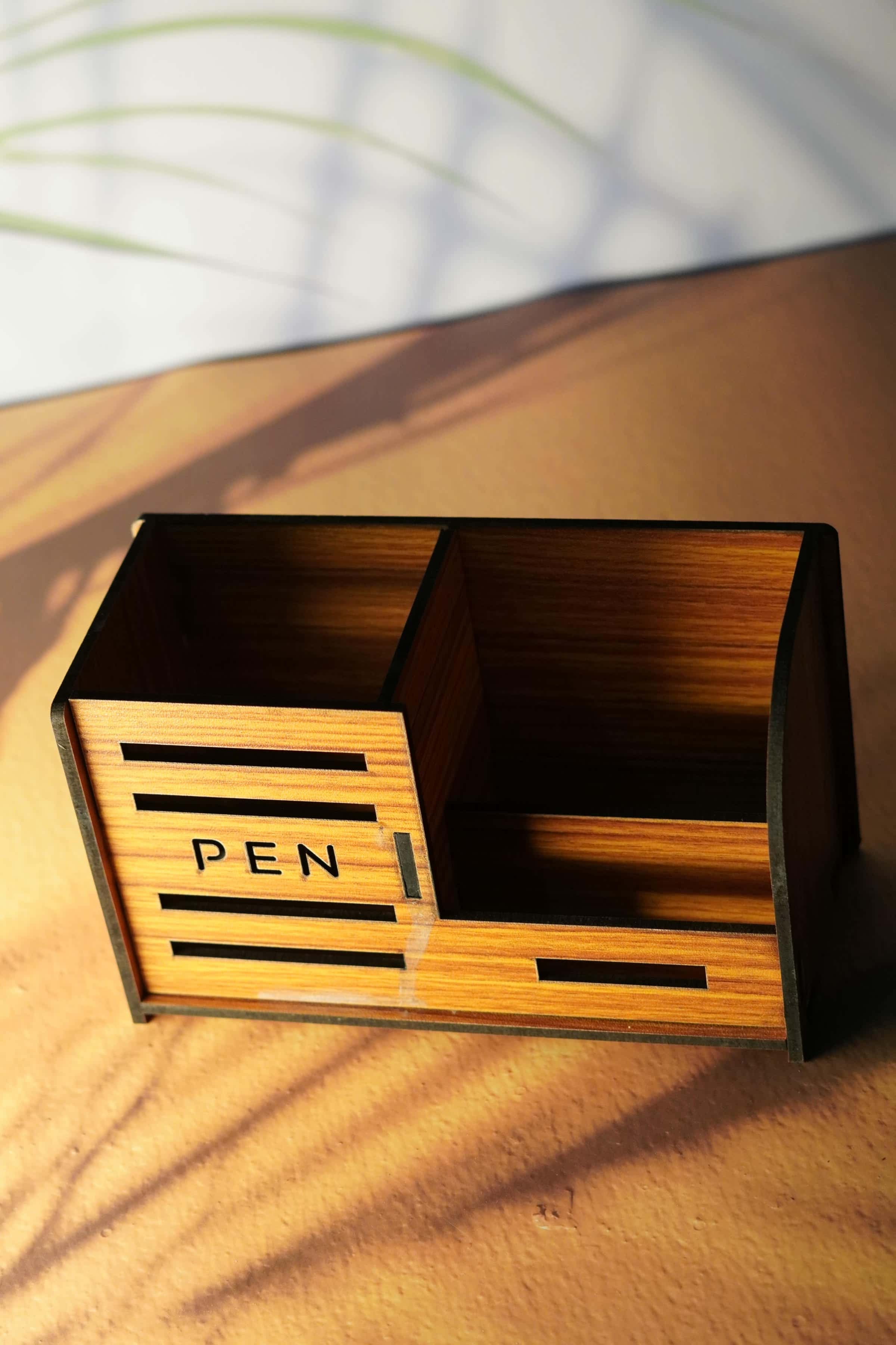 Modern Wooden Pen Stand with Ample Storage