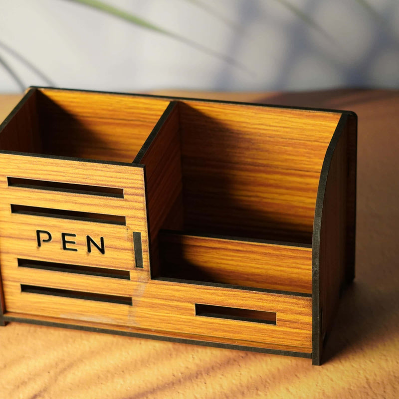 Modern Wooden Pen Stand with Ample Storage