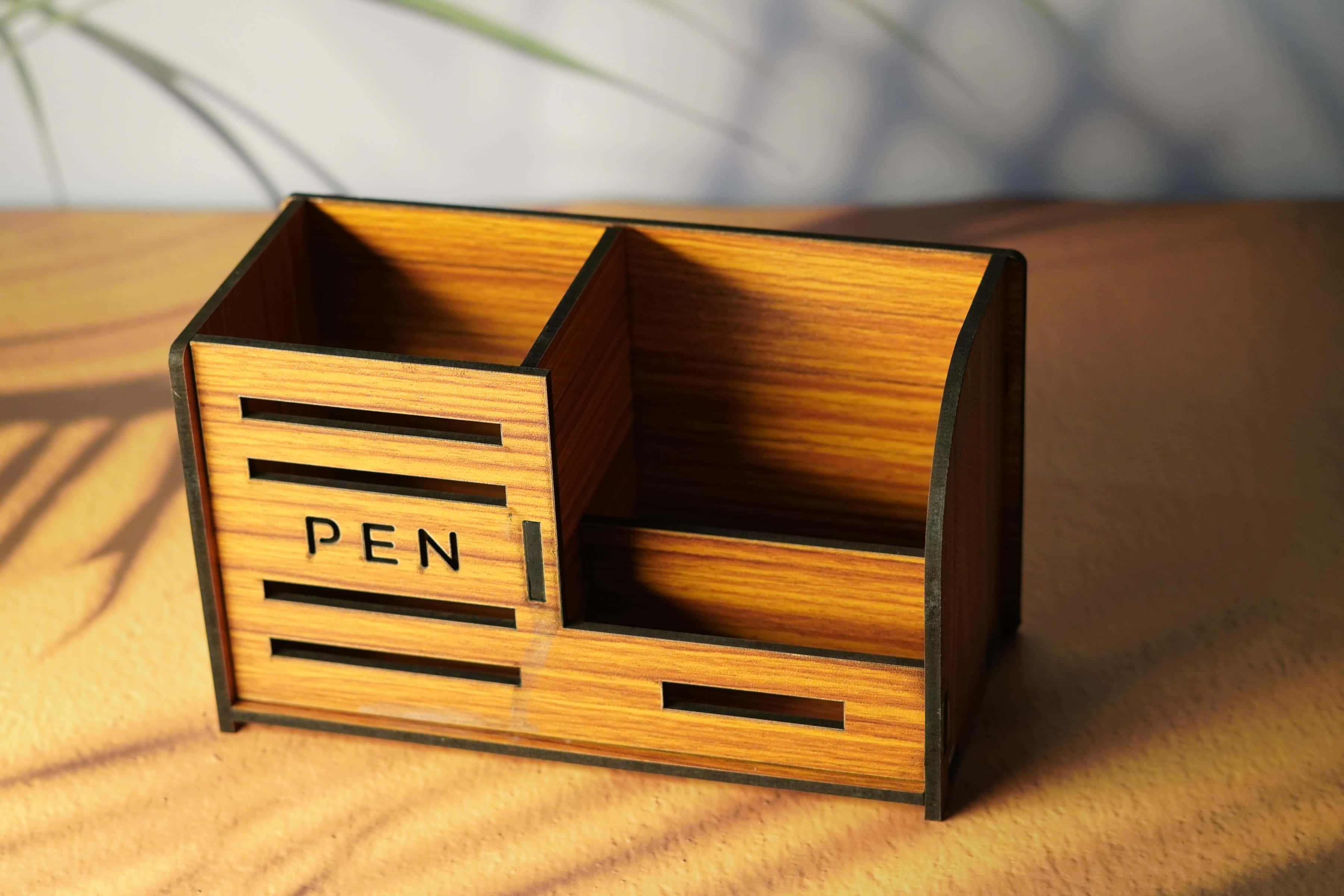 Modern Wooden Pen Stand with Ample Storage