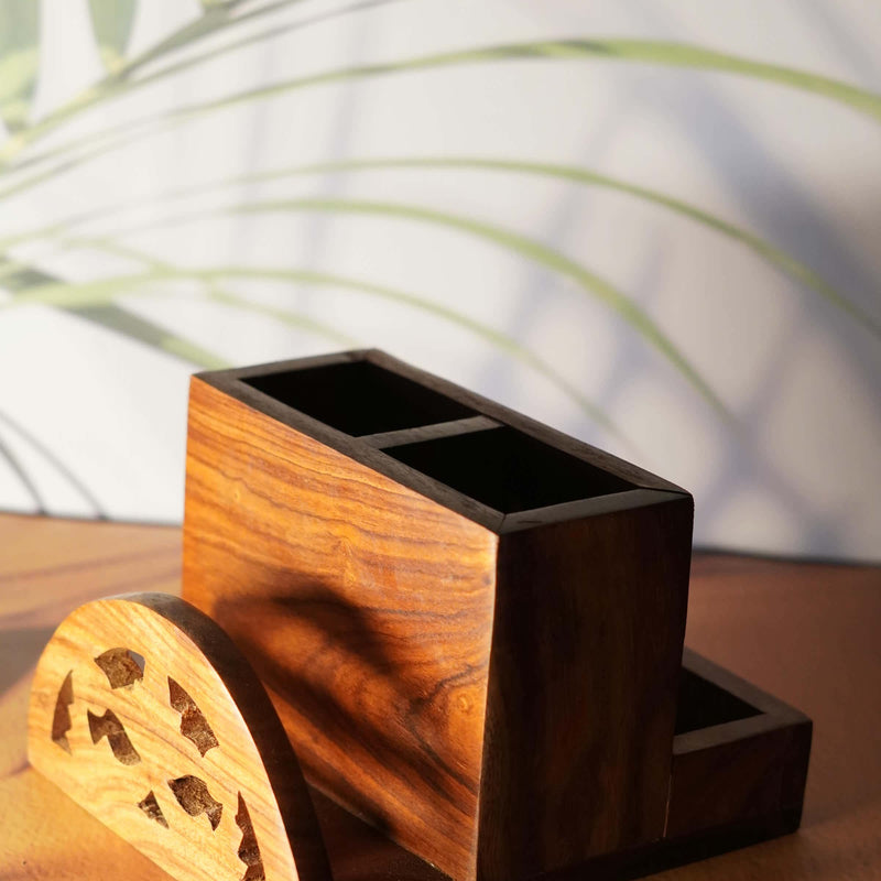 Compact Wooden Desk Organizer