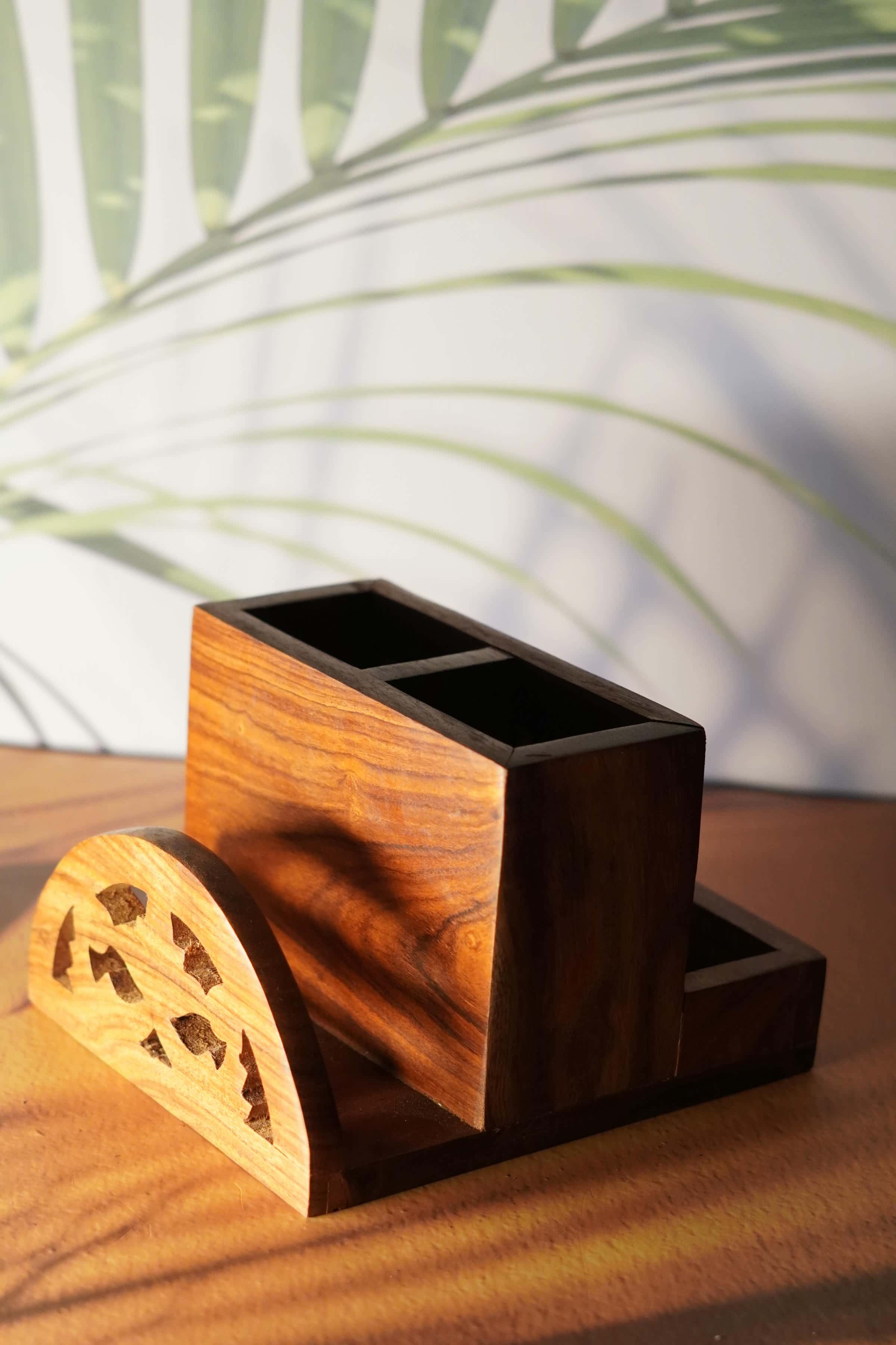 Compact Wooden Desk Organizer