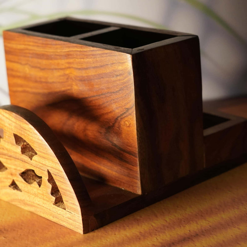 Compact Wooden Desk Organizer