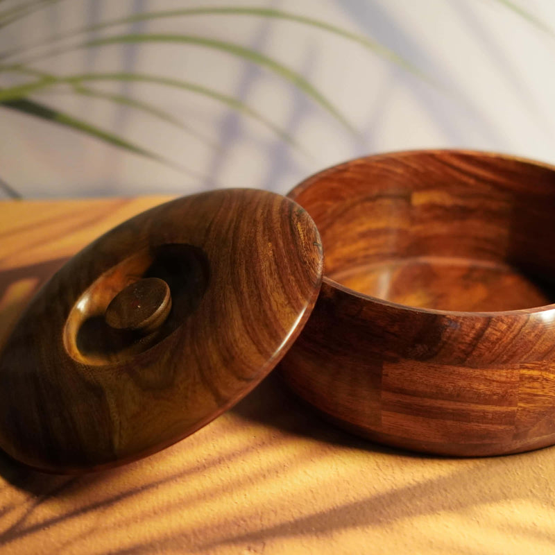 Handcrafted Sheesham Wood Chapati Storage Container