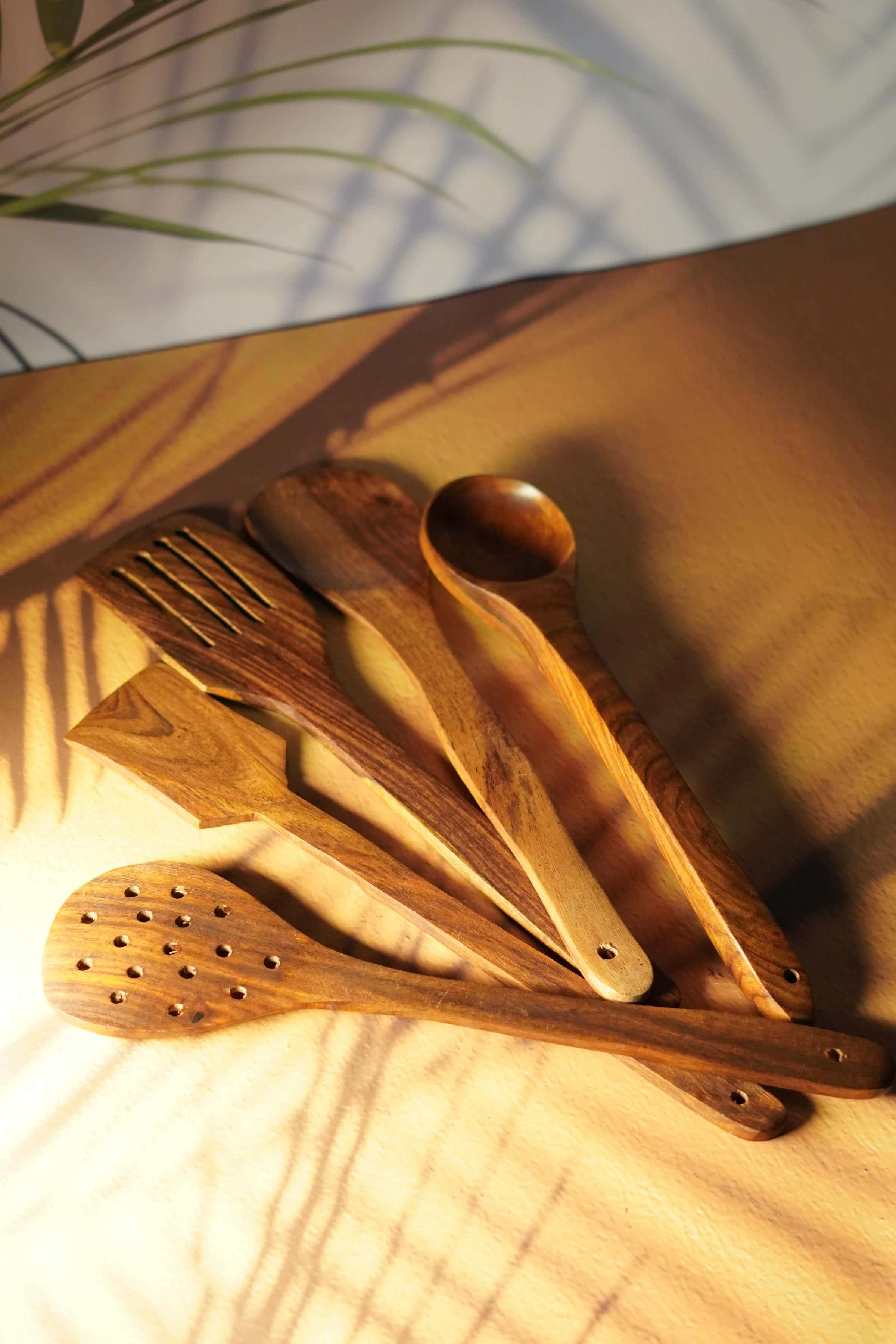 Handcrafted Wooden Cooking Utensil (Set of 5)