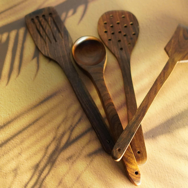 Rustic Elegance: Handmade Wooden Spoon (Set of 4)