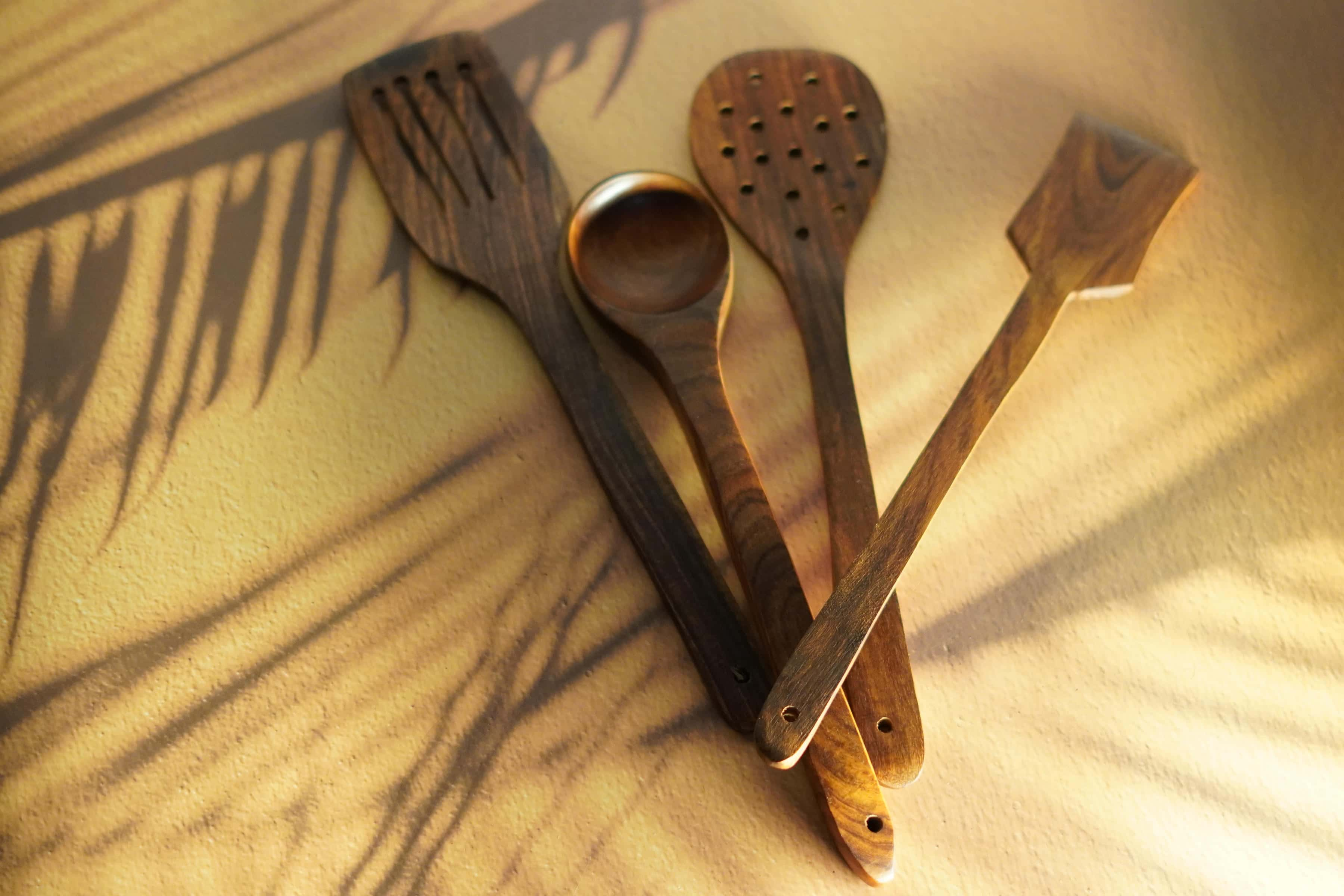 Rustic Elegance: Handmade Wooden Spoon (Set of 4)