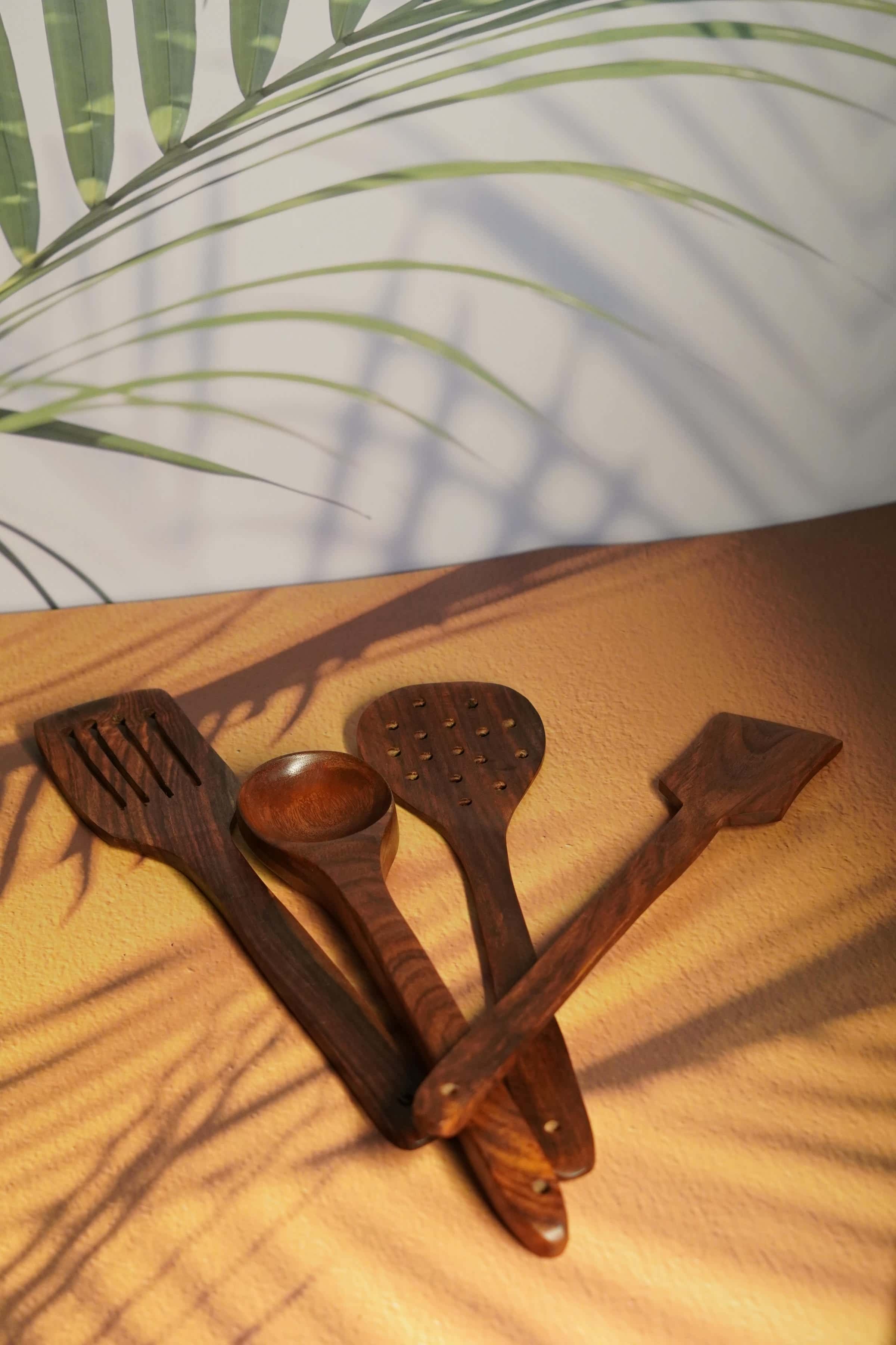 Rustic Elegance: Handmade Wooden Spoon (Set of 4)