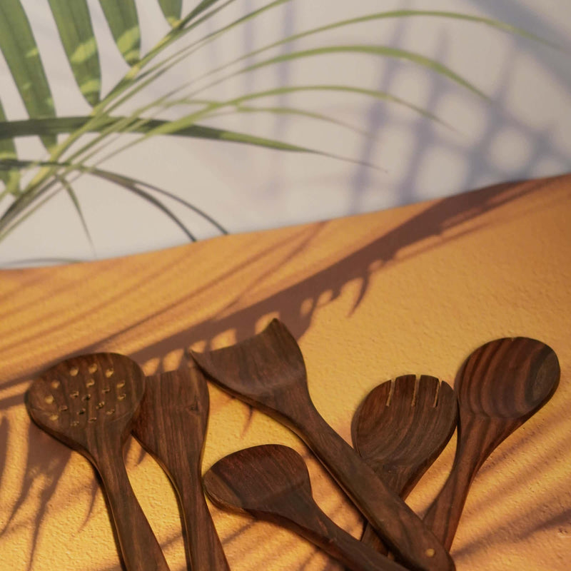 Rustic Elegance: Handmade Premium Wooden Spoon (Set of 6)