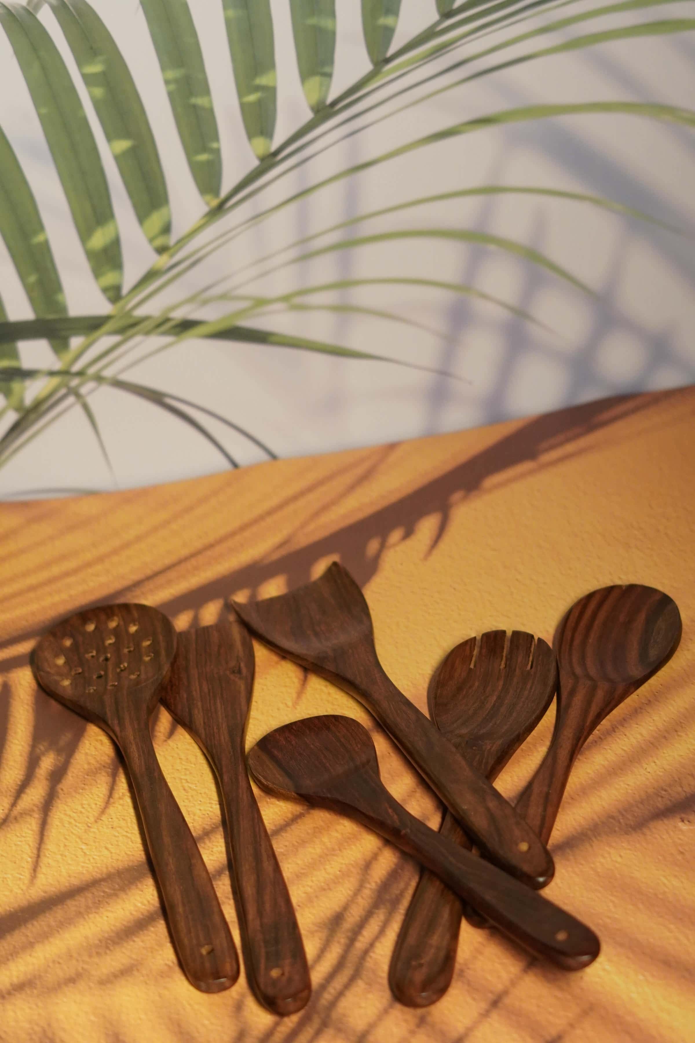 Rustic Elegance: Handmade Premium Wooden Spoon (Set of 6)