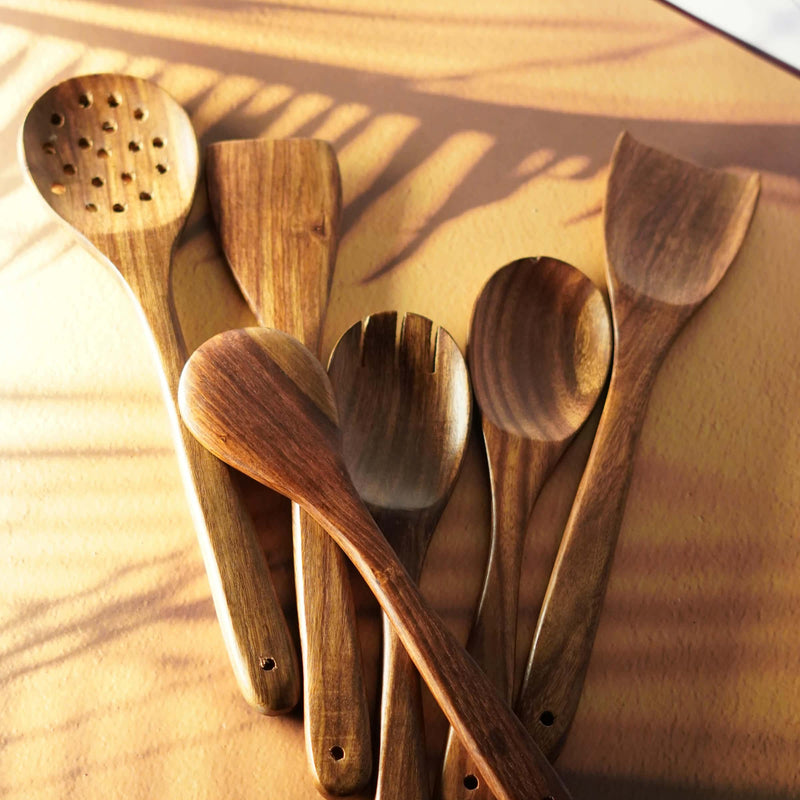 Rustic Elegance: Handmade Premium Wooden Spoon (Set of 6)