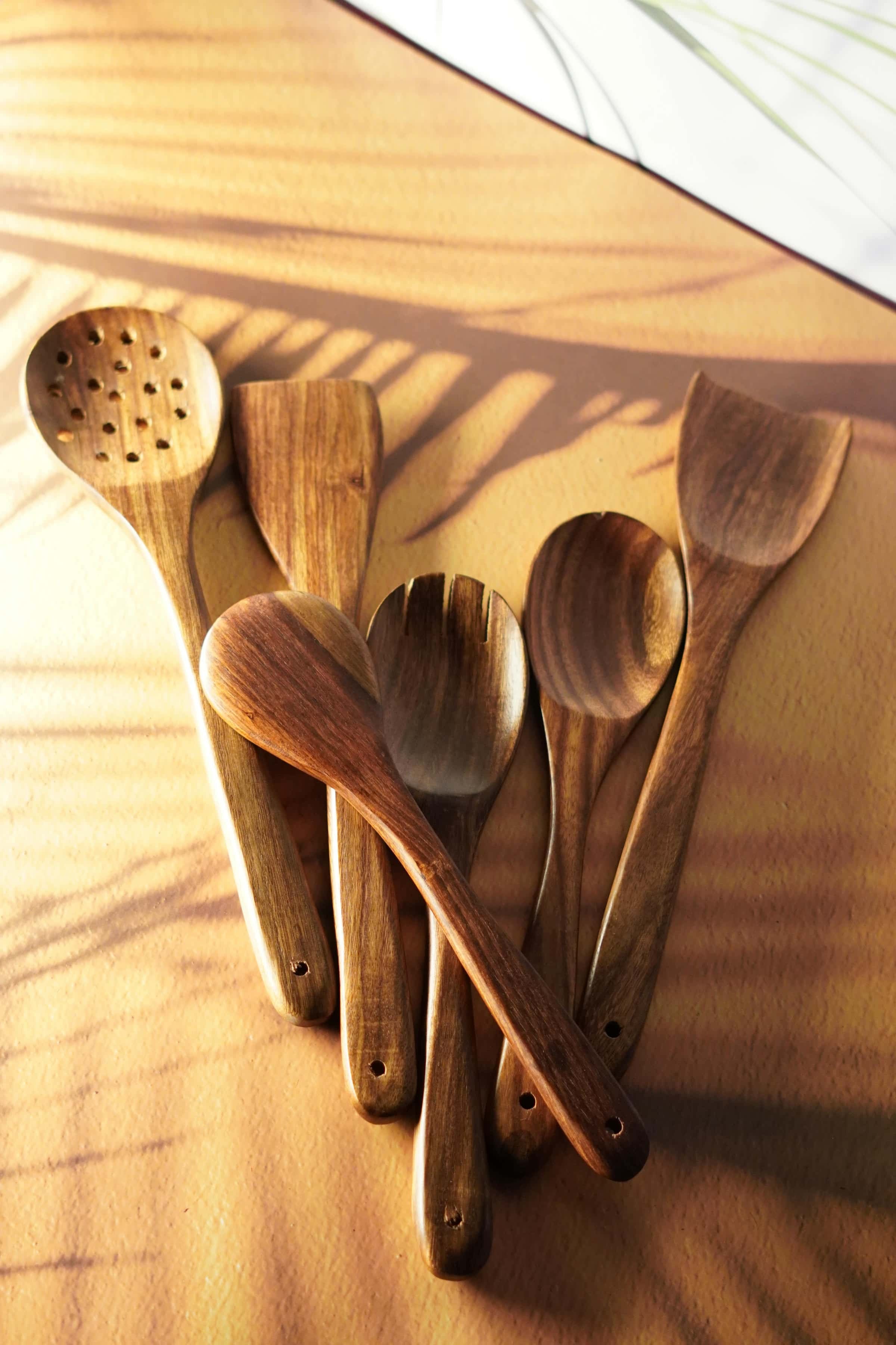 Rustic Elegance: Handmade Premium Wooden Spoon (Set of 6)