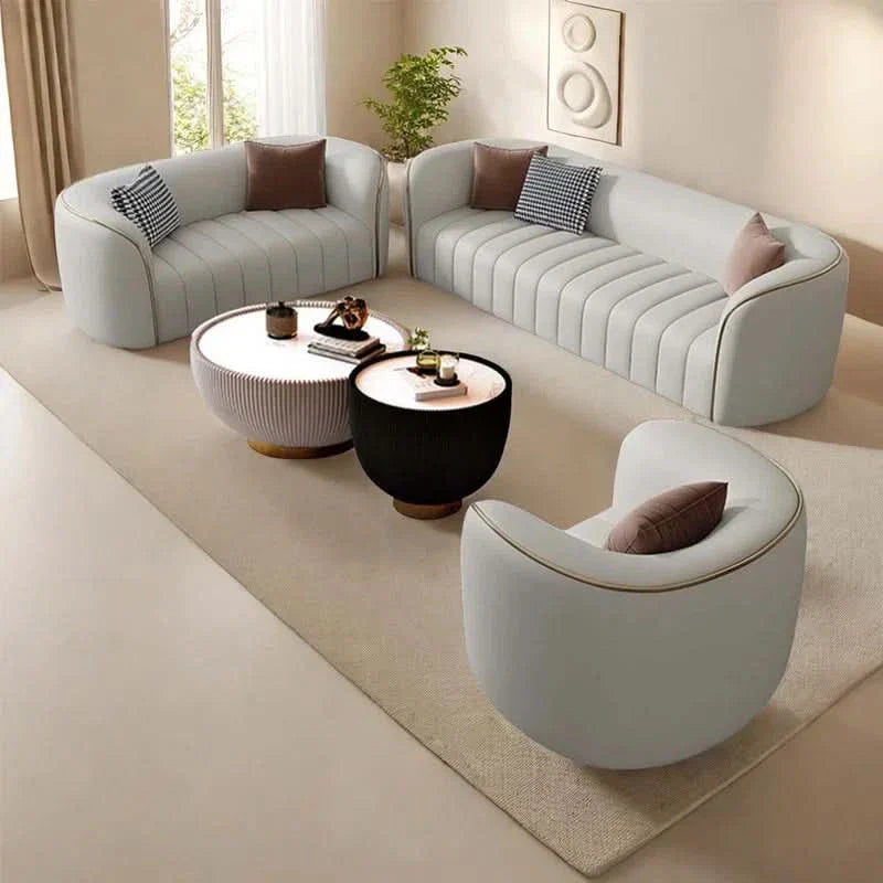 Dejaunc 5 - Piece Faux Leather Living Room Luxury Sofa Set