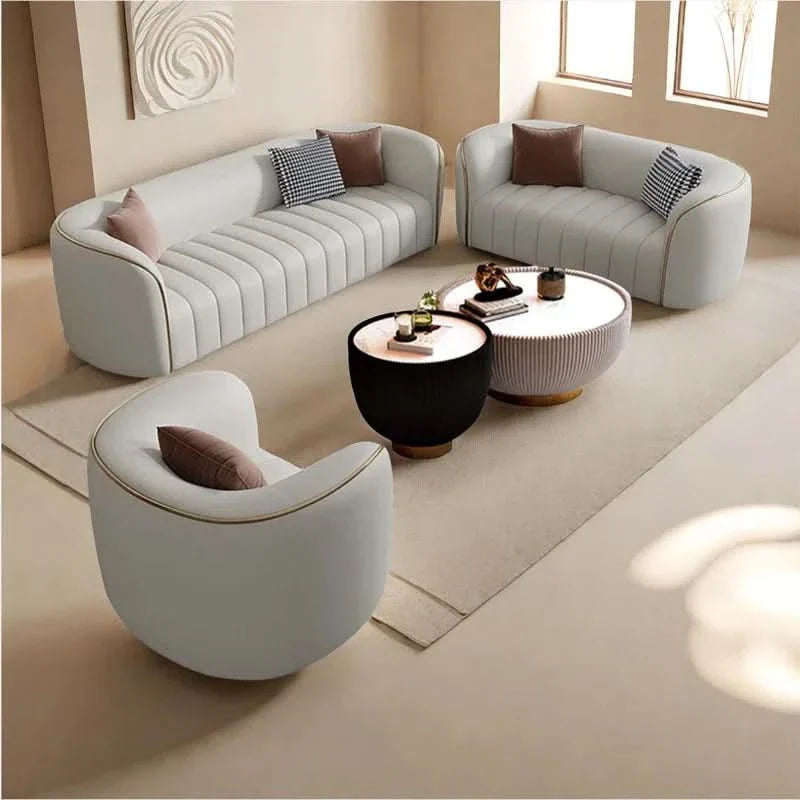 Dejaunc 5 - Piece Faux Leather Living Room Luxury Sofa Set