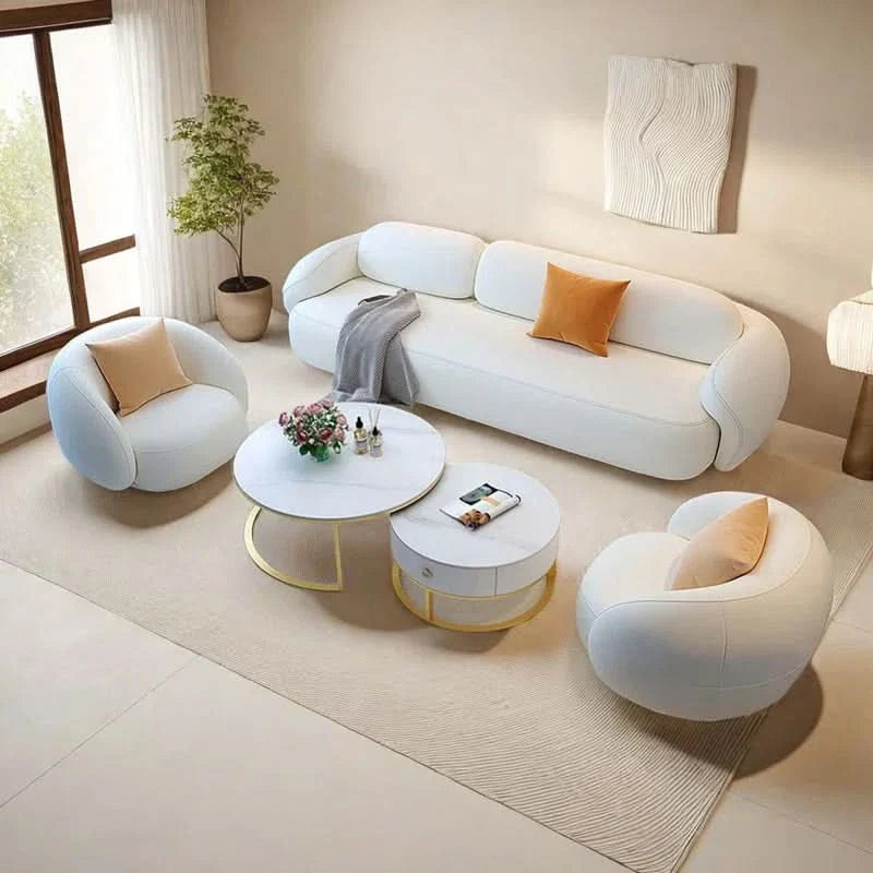 Dejavione 4 - Piece Faux Leather Living Room Luxury Sofa Set
