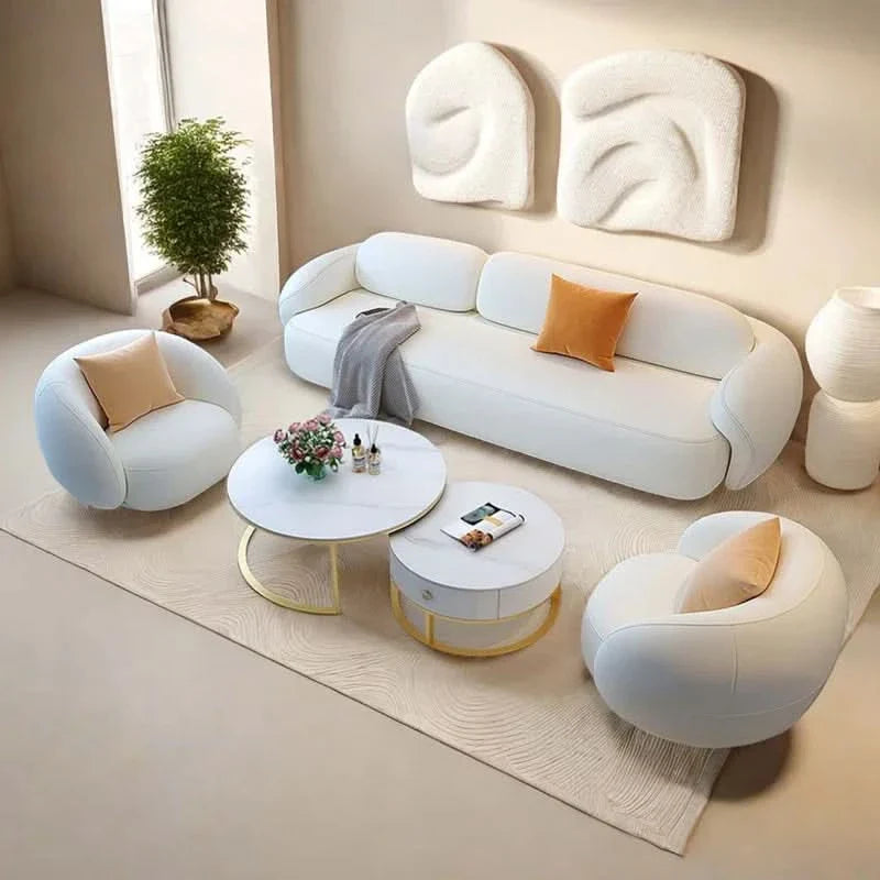 Dejavione 4 - Piece Faux Leather Living Room Luxury Sofa Set