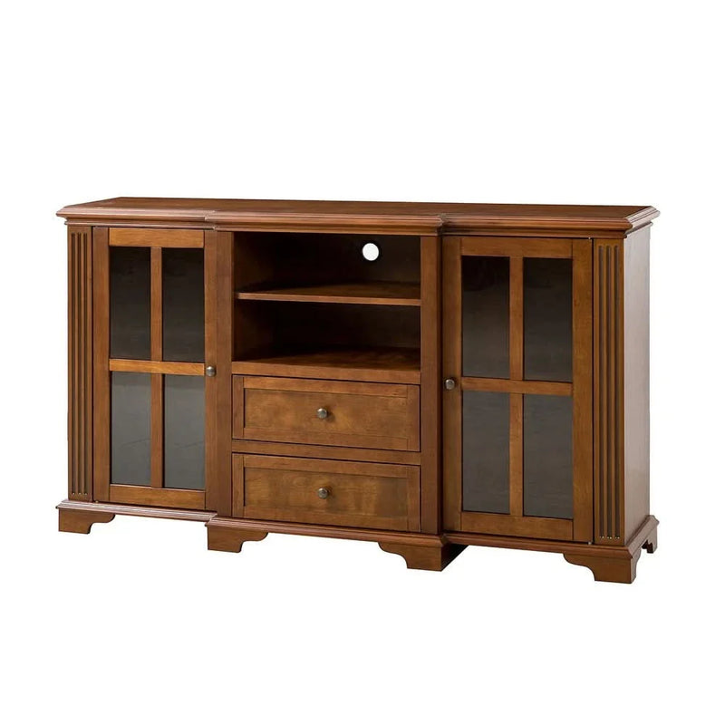 Multifunctional Wooden TV Stand with Shelf and 2 Drawers and Sturdy Legs