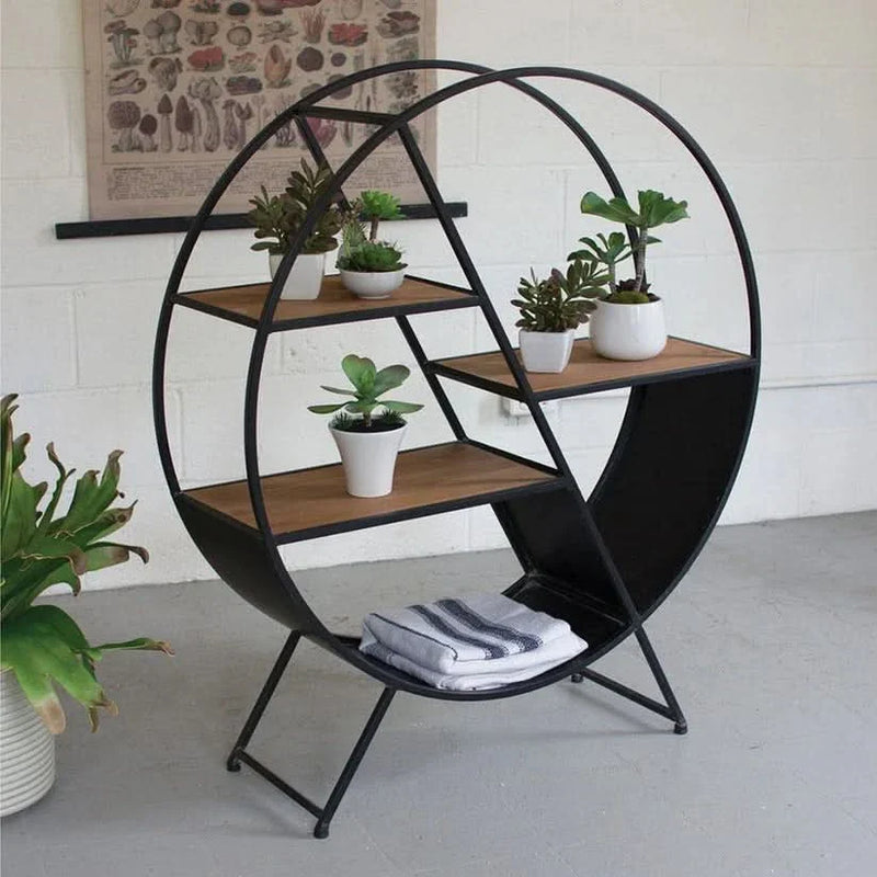 Display Rack In Iron And Solid Wood - Craft Decor