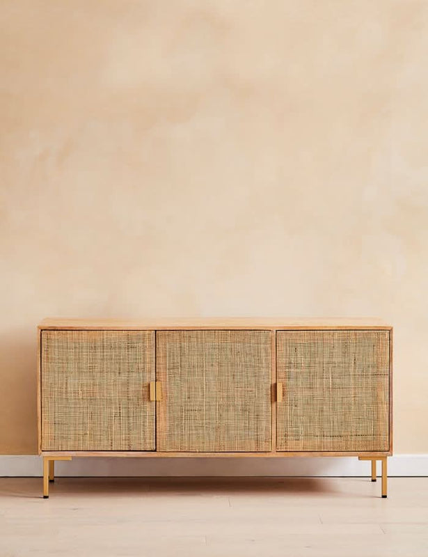 Cart Rattan Webbed Large Sideboard - Craft Decor