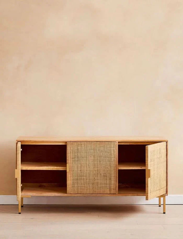 Cart Rattan Webbed Large Sideboard - Craft Decor