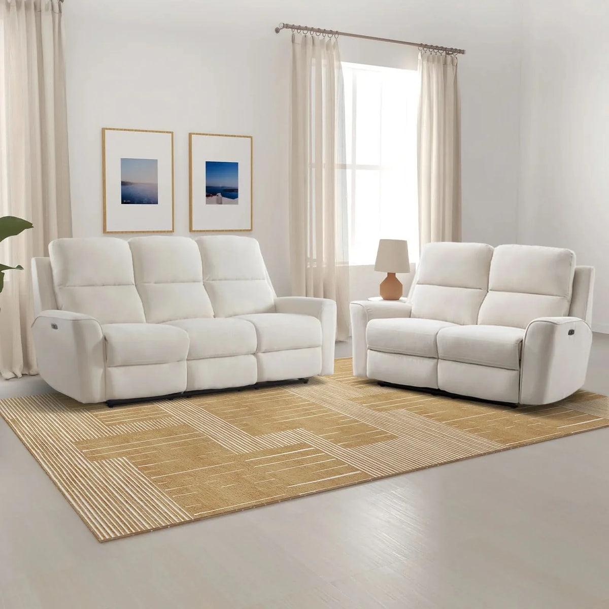 Divonas 2 Piece Modern Chenille Power Reclining Living Room Luxury Sof ...