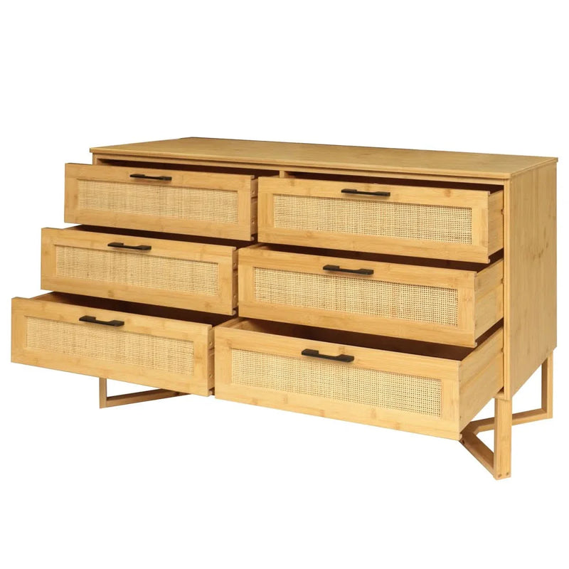 6 Drawer Double Dresser with Unique Base