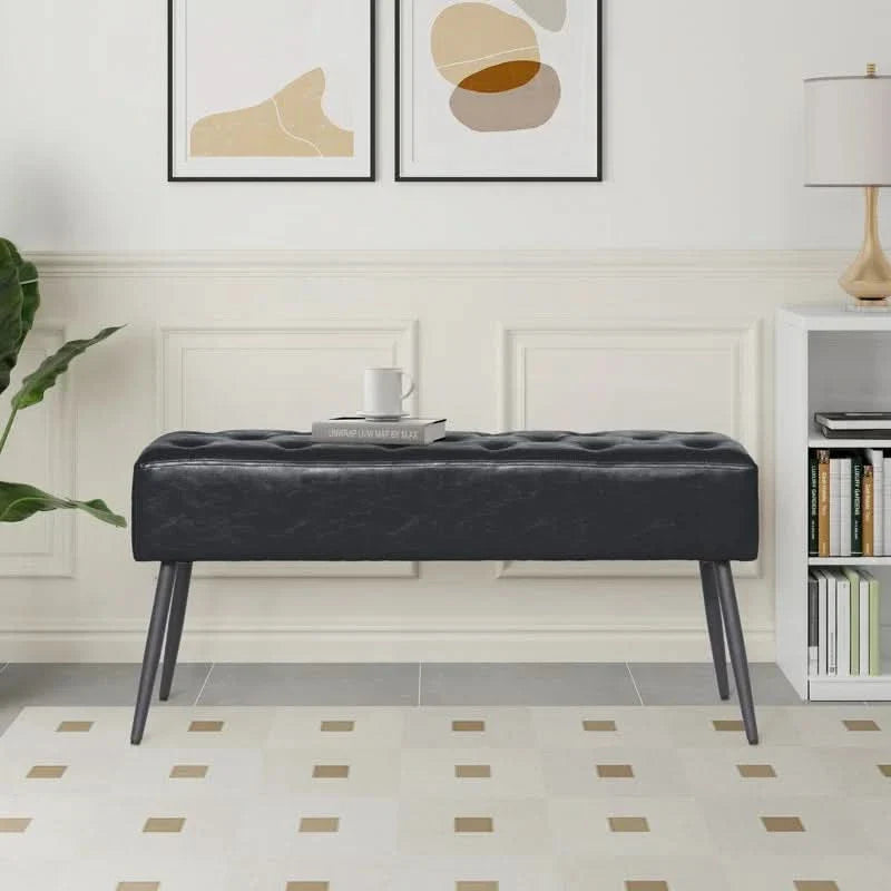 Balixaw Faux Leather Entryway Bench Upholstered Bedroom Bench