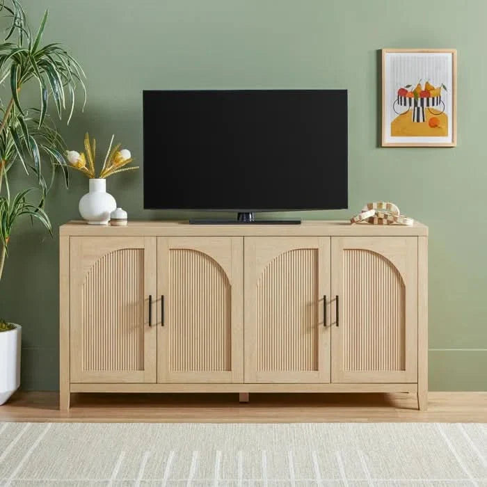 Modern Reeded Sideboard with Arched Doors