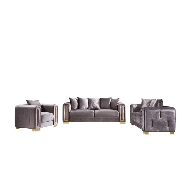 Foehro 3 - Piece Velvet Living Room Luxury Sofa Set
