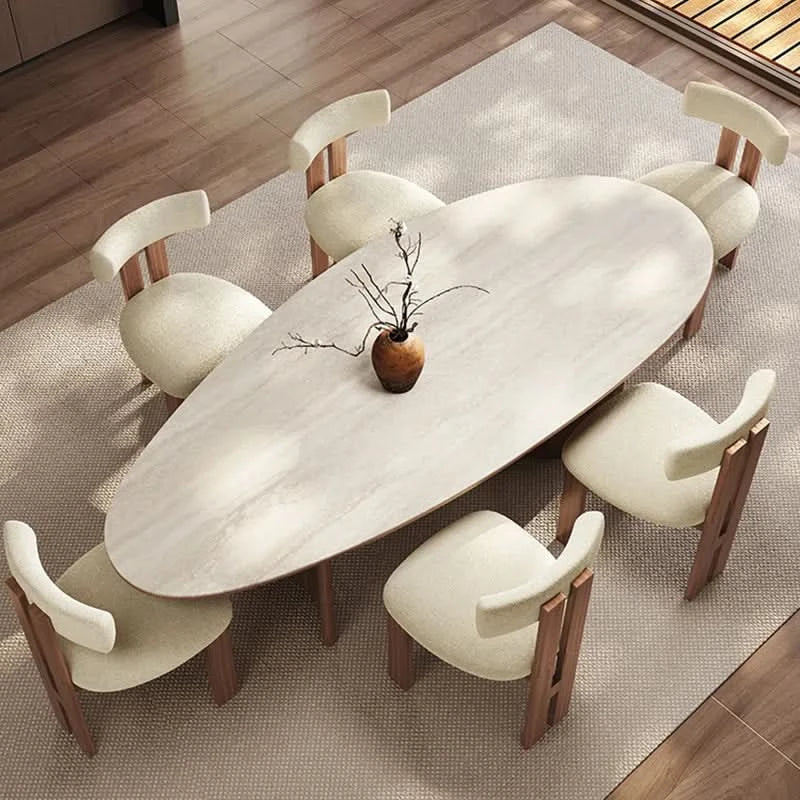 Xaky 6 Seater Seven-piece double-pedestal dining set in a simple French style