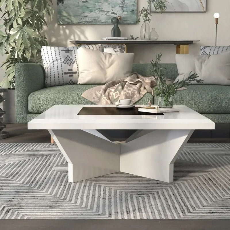 Relling  Glass Insert Top Coffee Table Square - Craft Decor