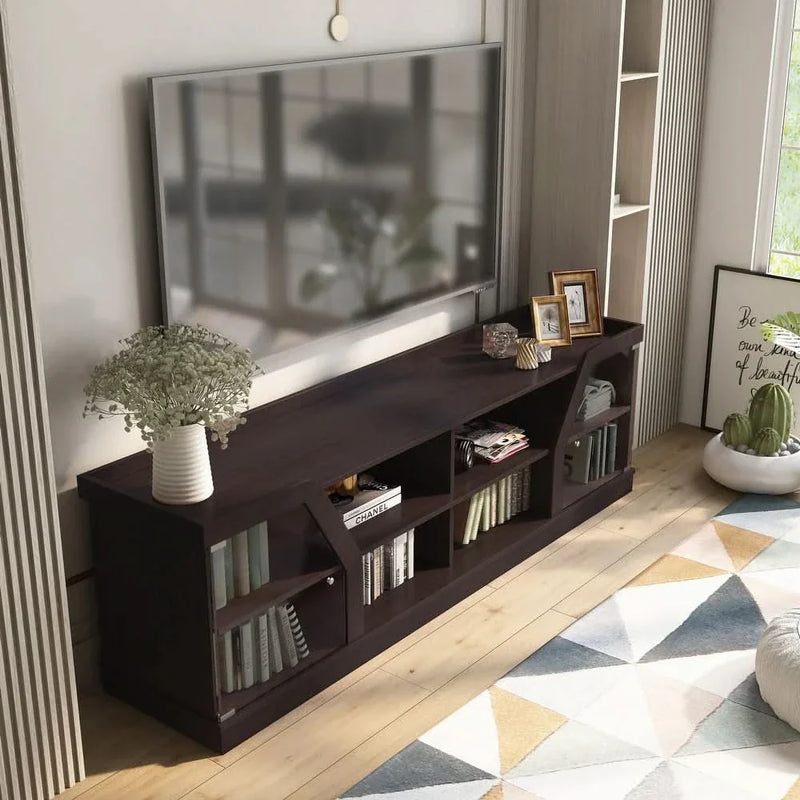 Singyor Contemporary Espresso 71-inch Multi-functional Storage TV Console