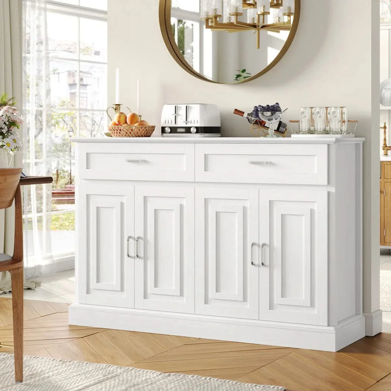 Kitchen Sideboard with 2 Wide Drawers, Adjustable Shelves