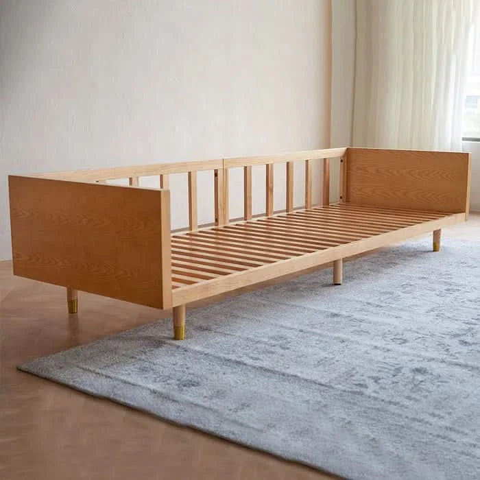 Square Arm Cotton Linen Fabric Sofa with Wooden Frame