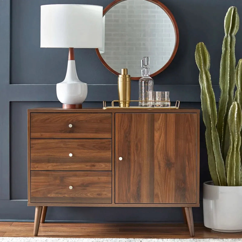 Rustic Wide Sideboard – Solid Wood Buffet for Living Room Decor