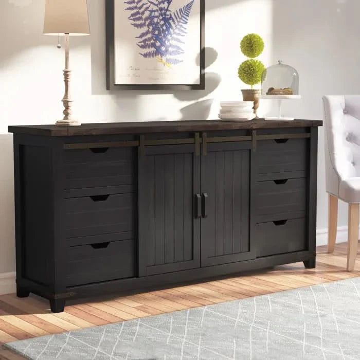 Coastal Farmhouse TV Stand – Sideboard with Cable Management