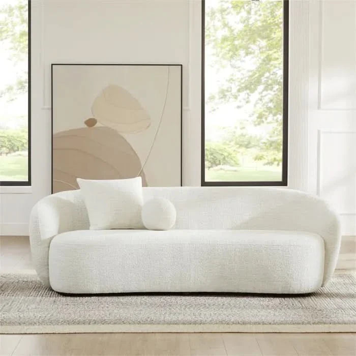 Heonix Elegant 89'' Curved Sofa in Boucle Upholstery With Modern Luxury and Comfort