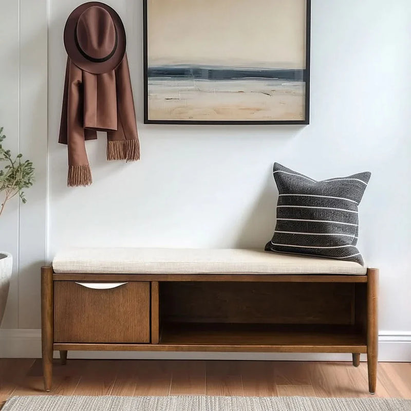 Ruvert Accent Bench with Storage and Upholstered Cushion